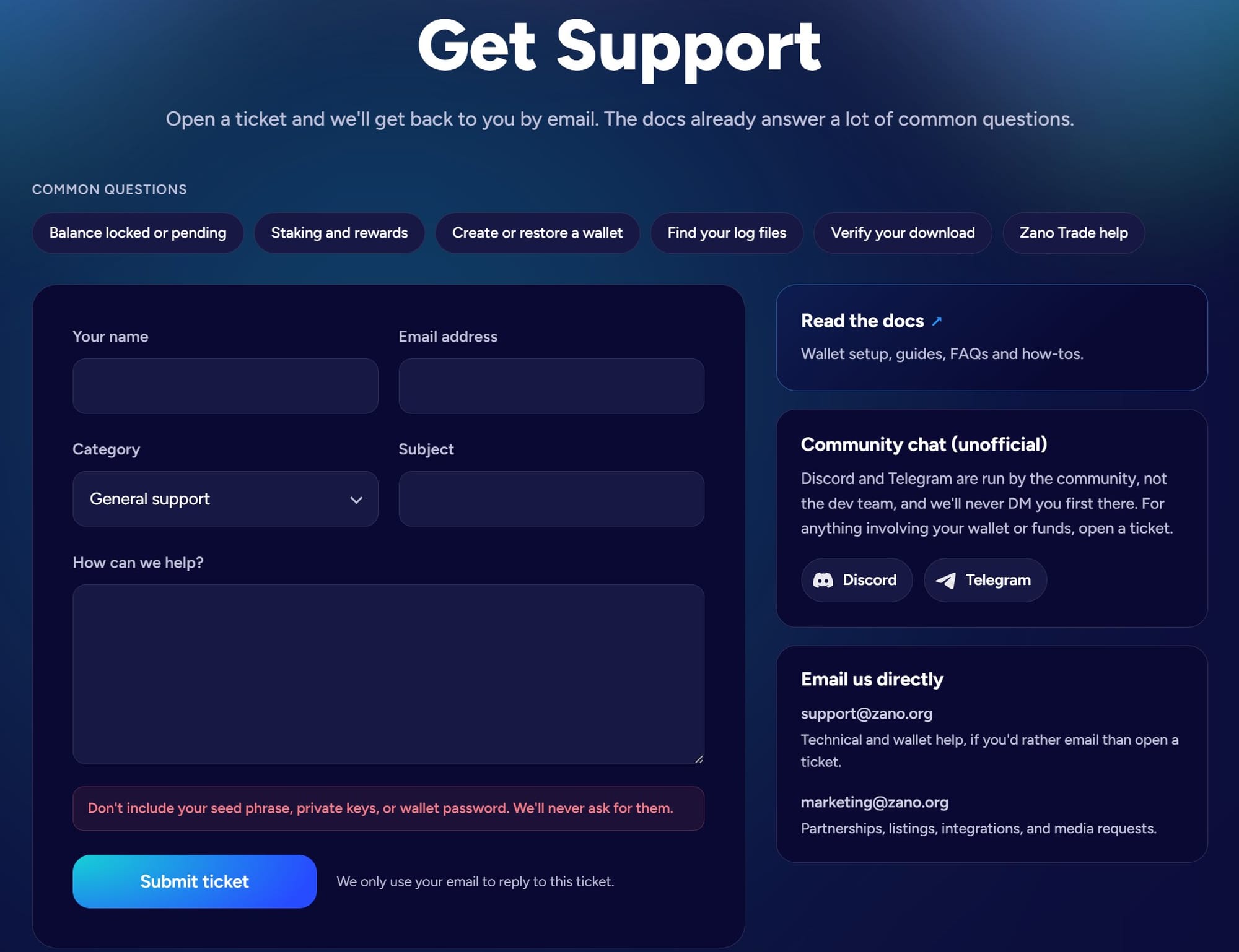 Official Zano support page