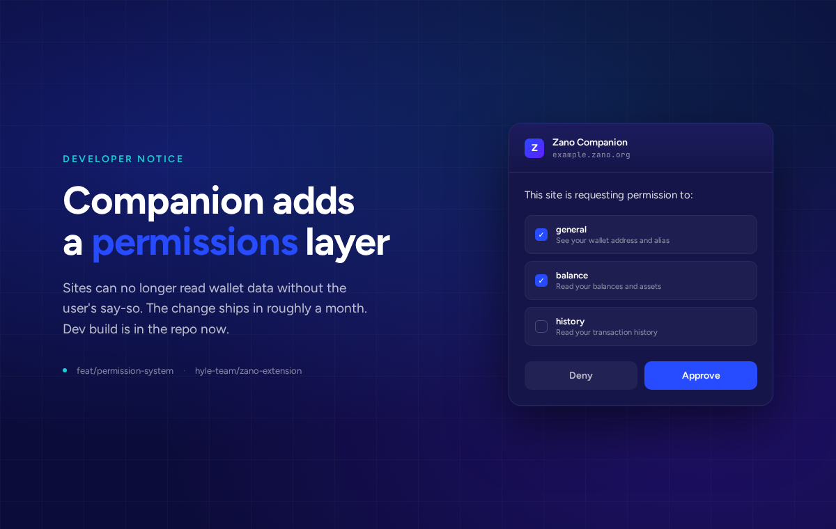 Zano Companion is getting a permissions system