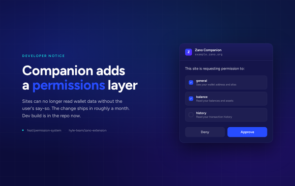 Zano Companion is getting a permissions system